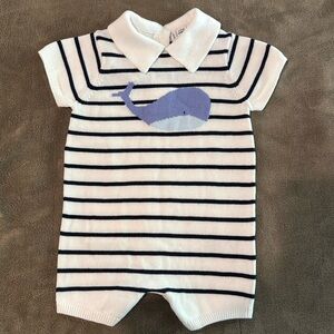Janie and Jack Baby Marine Whale striped Sweater Romper